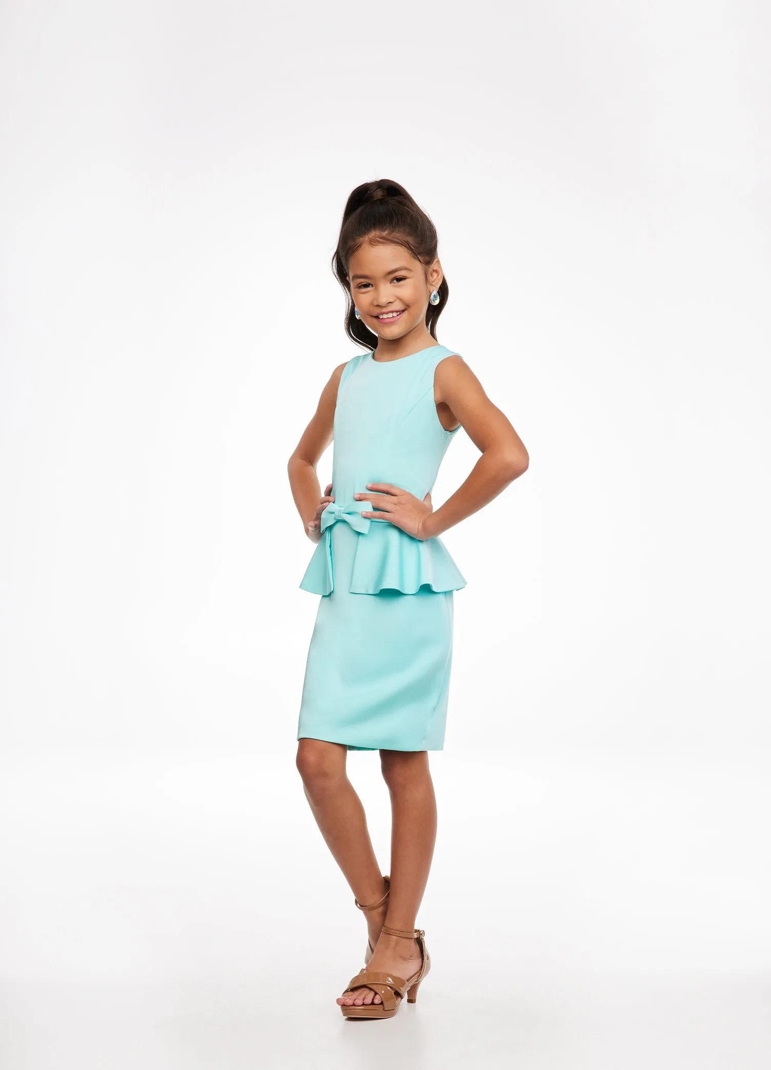 Ashley Lauren Kids 8097 Size 2 Yellow Short Crepe Peplum Cocktail Dress Pageant Interview
