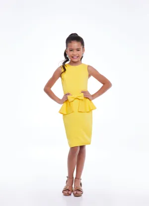 Ashley Lauren Kids 8097 Size 2 Yellow Short Crepe Peplum Cocktail Dress Pageant Interview