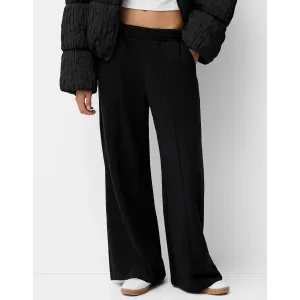 Black Front Seam Wide Leg Trousers