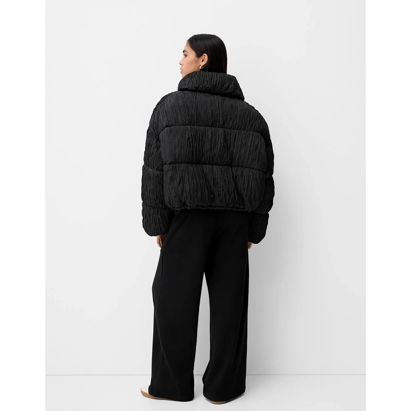 Black Front Seam Wide Leg Trousers