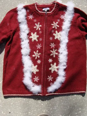 Cheap Red Snowflake Festive Christmas Sweater