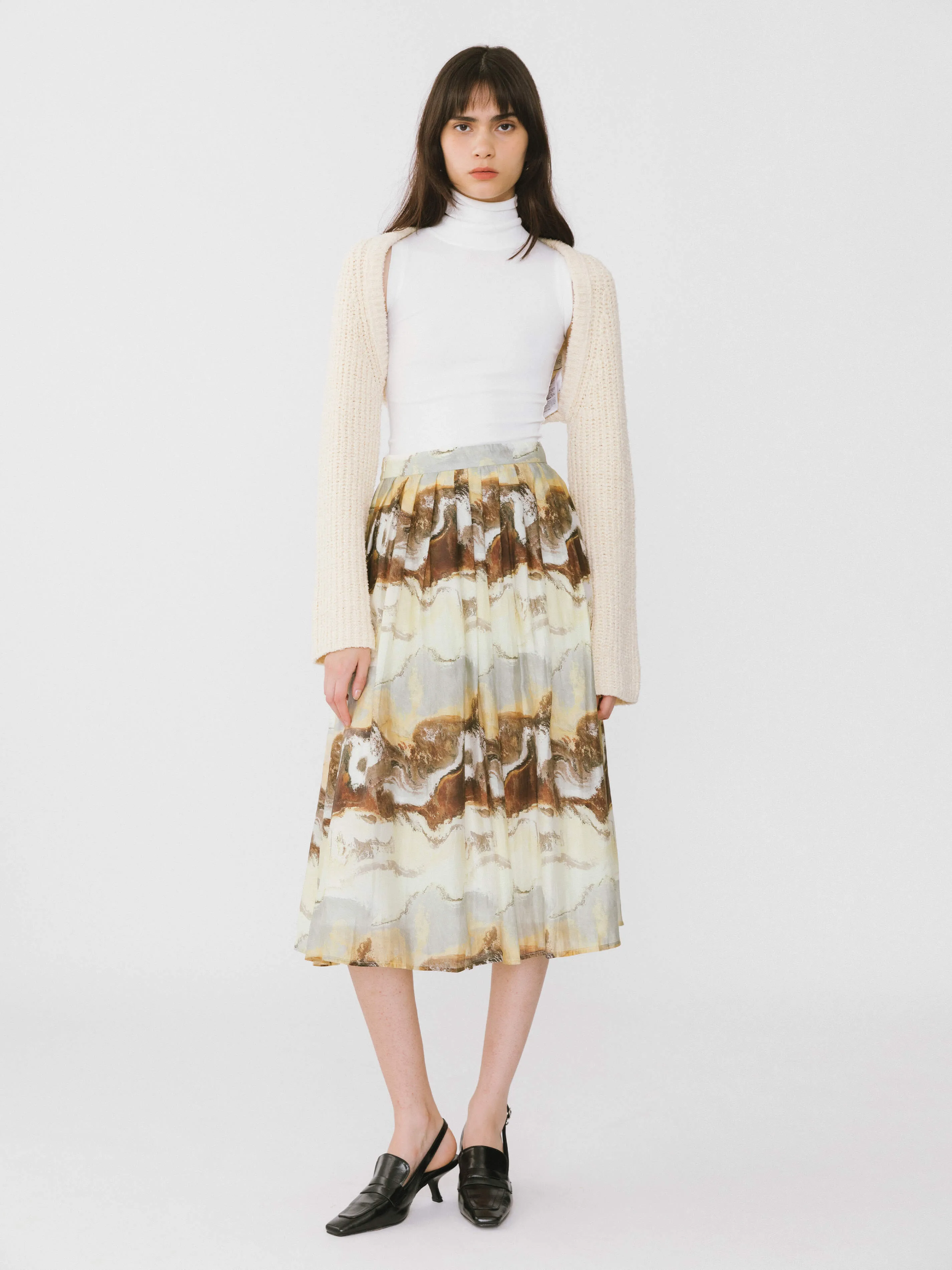 Coast Printed Pleated Skirt
