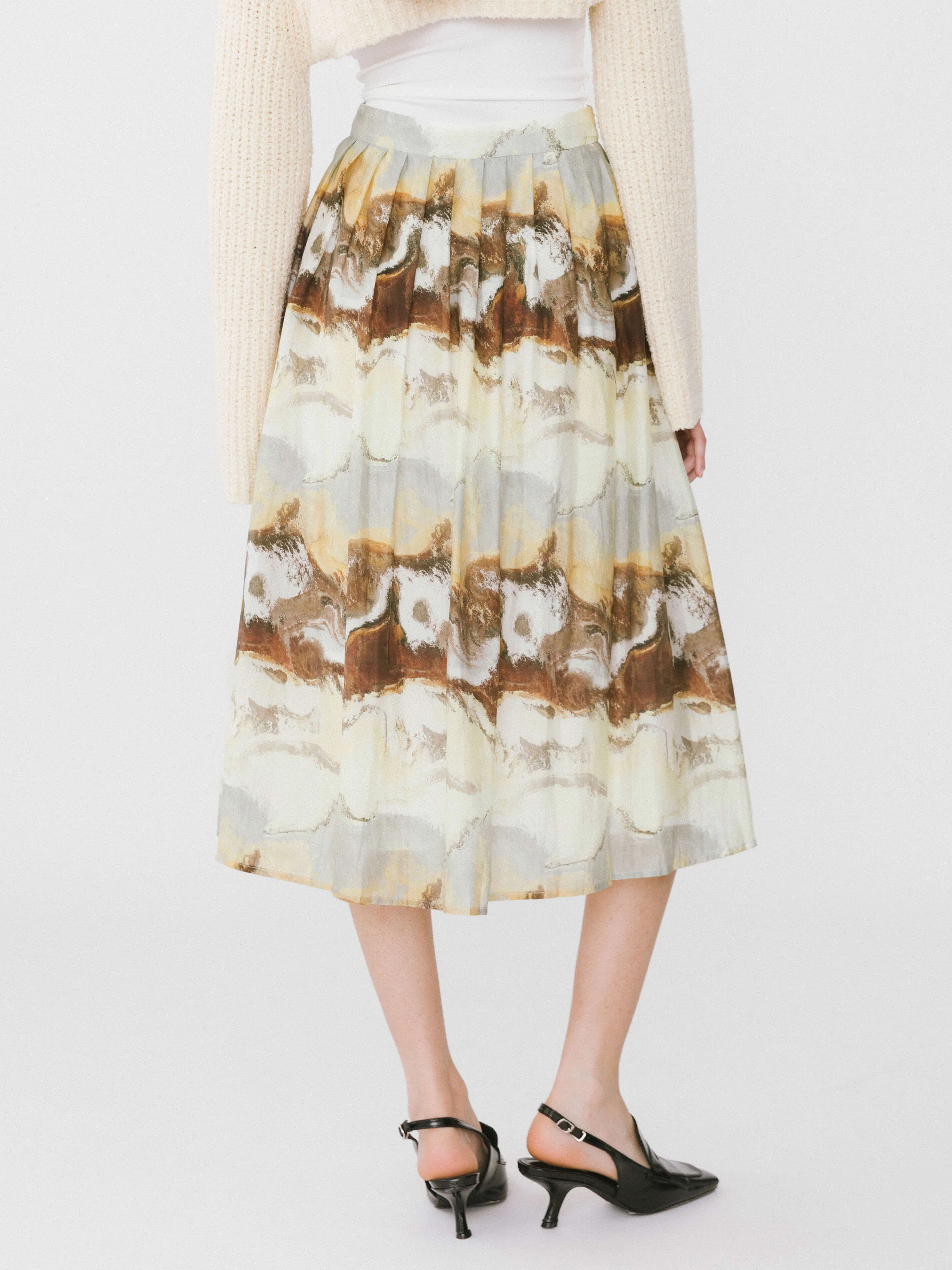 Coast Printed Pleated Skirt