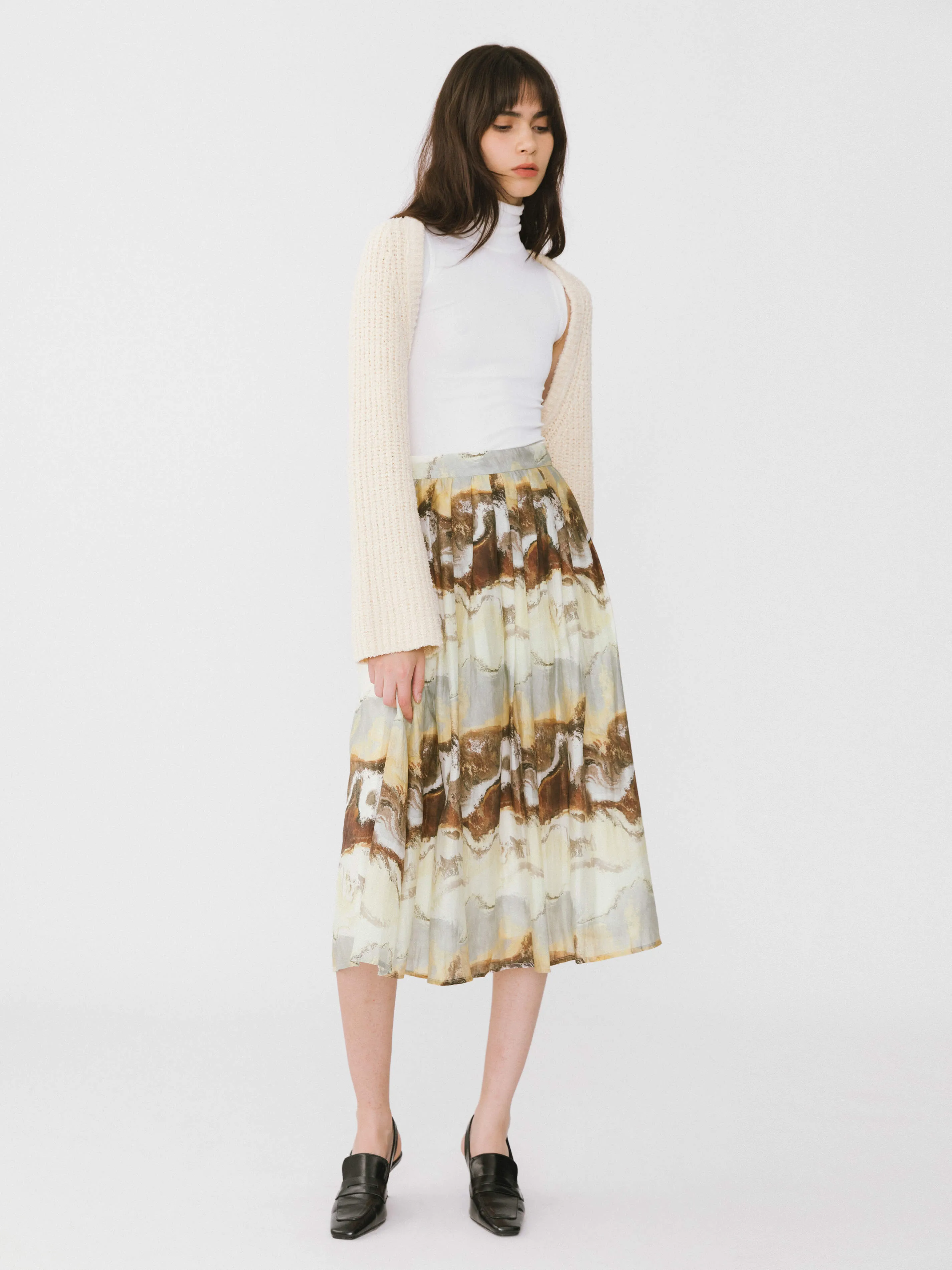 Coast Printed Pleated Skirt