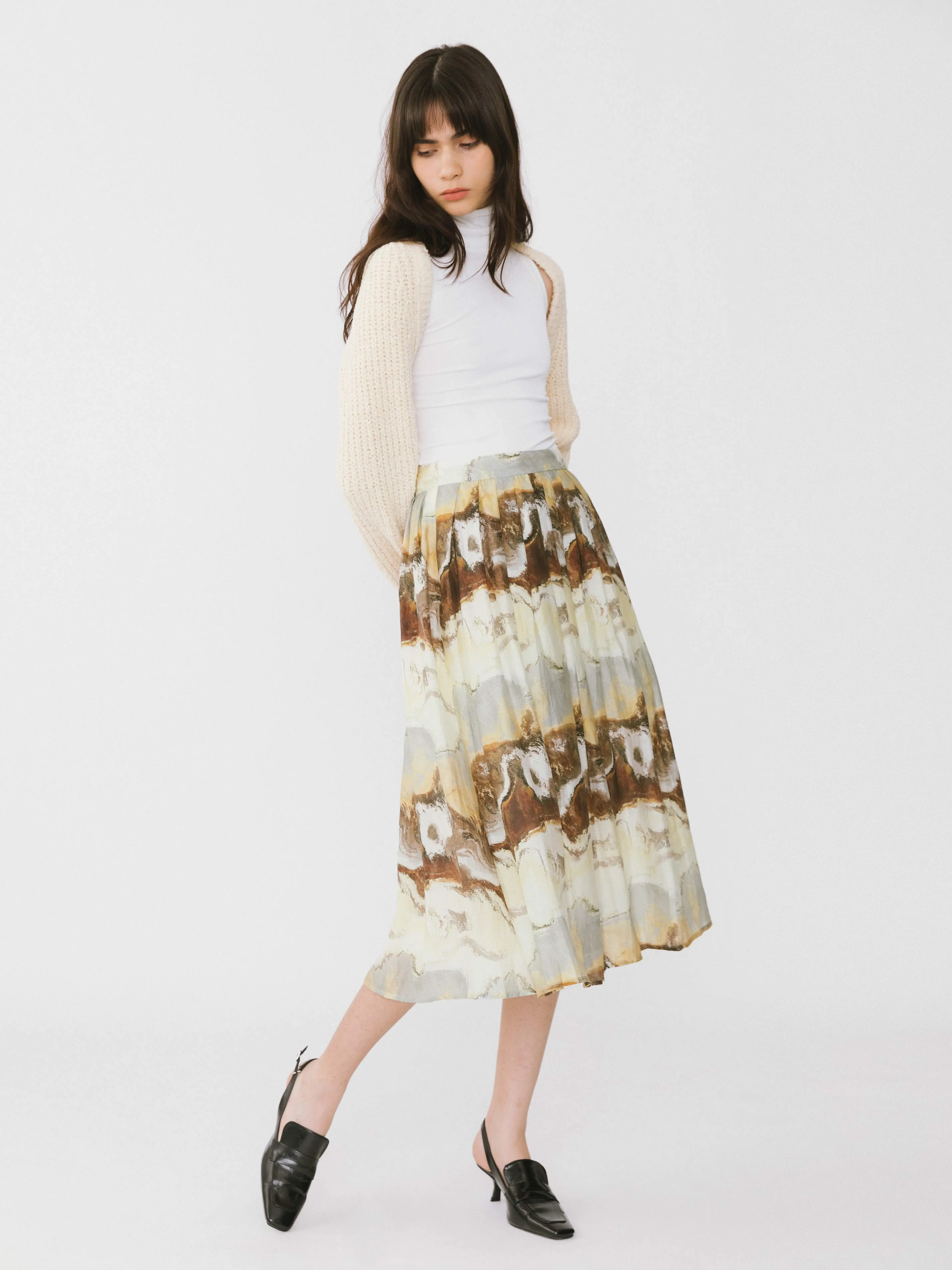 Coast Printed Pleated Skirt