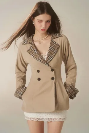 Double-Breasted Check Coat