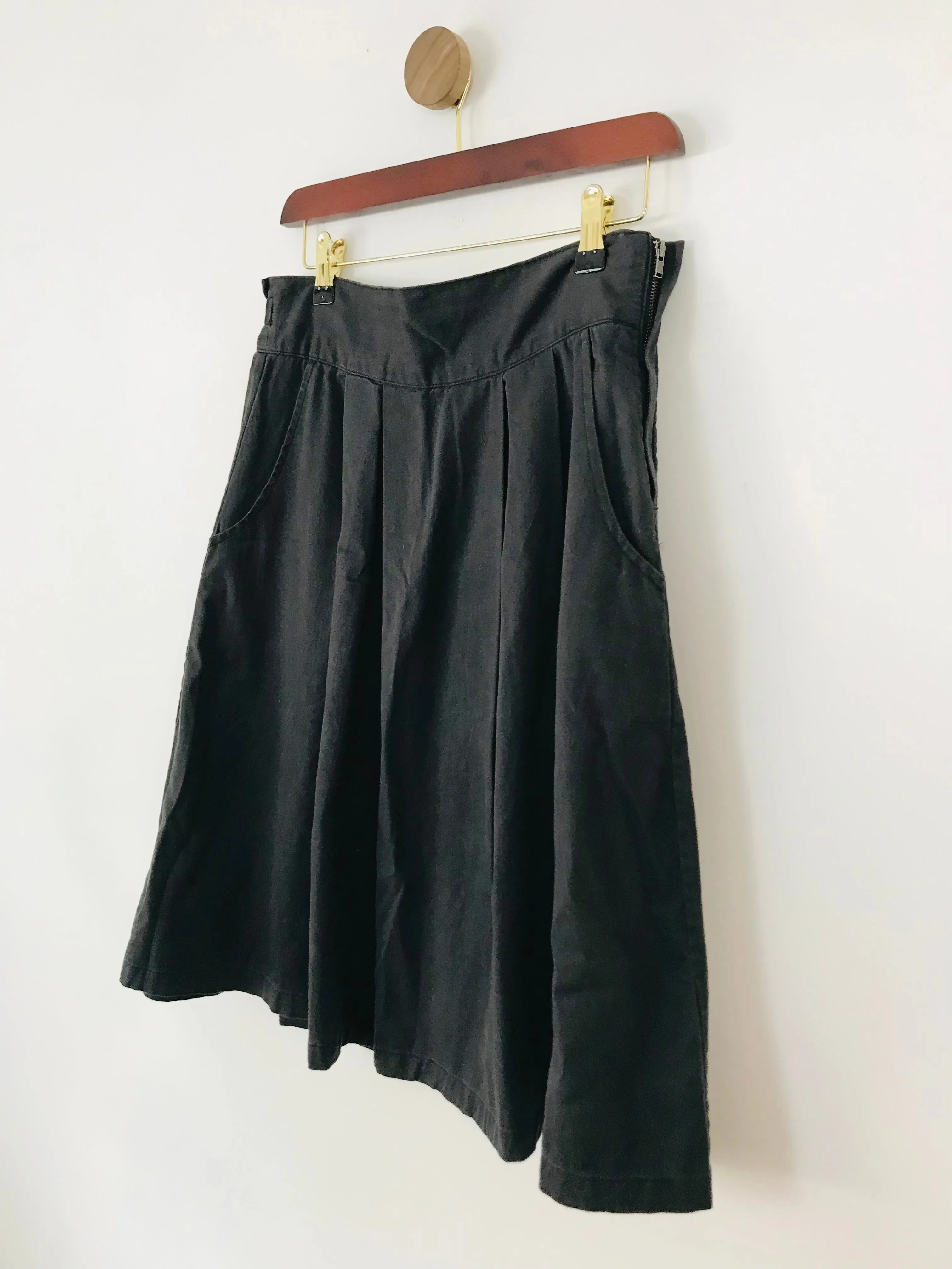 Fat Face Women's Cotton Pleated A-Line Skirt | UK10 | Black