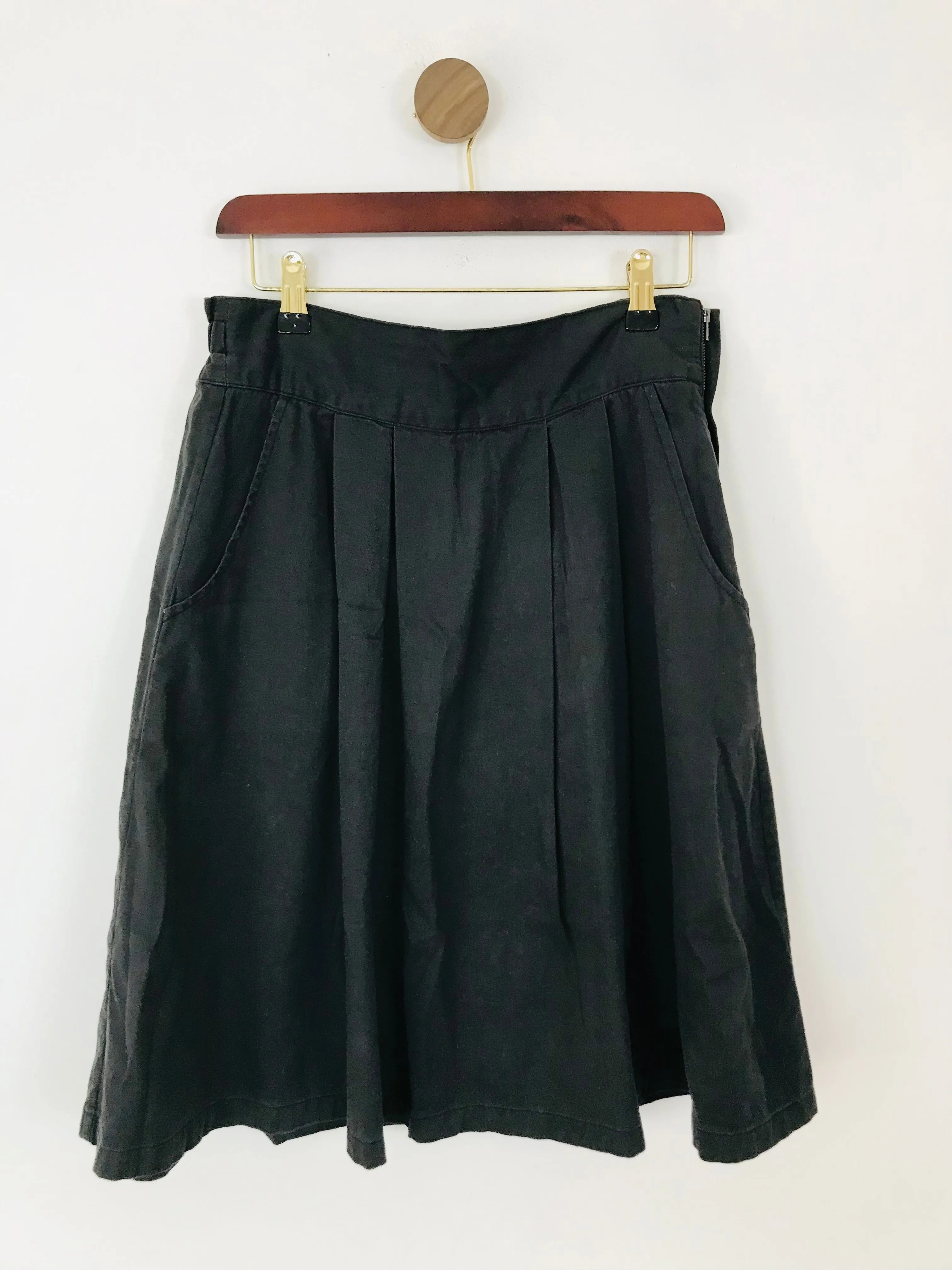 Fat Face Women's Cotton Pleated A-Line Skirt | UK10 | Black