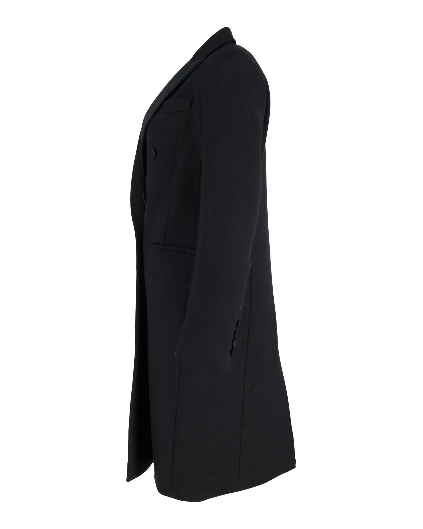 Gucci Double-Breasted Coat in Black Suede