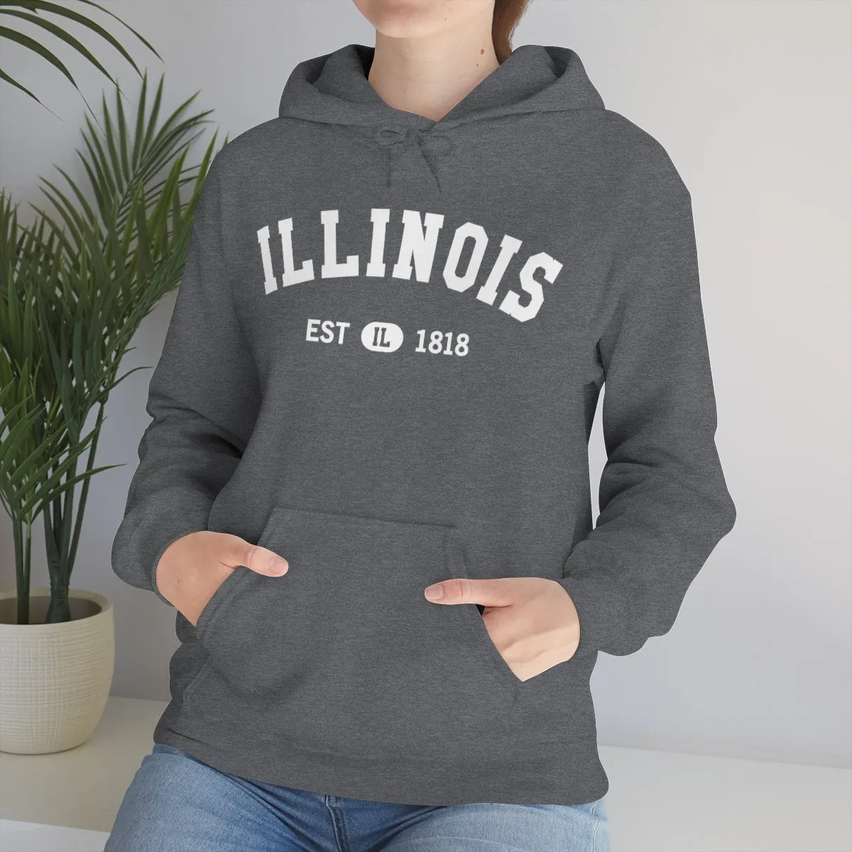 Illinois State Hoodie, I Love IL Retro Vintage Home Pride Souvenir USA Gifts Pullover Hoodie Men Women Hooded Sweatshirt