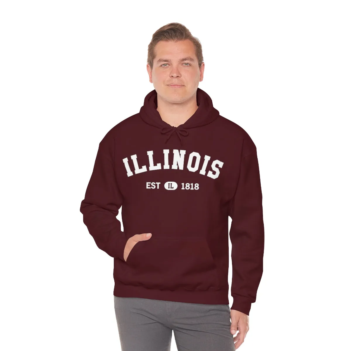 Illinois State Hoodie, I Love IL Retro Vintage Home Pride Souvenir USA Gifts Pullover Hoodie Men Women Hooded Sweatshirt
