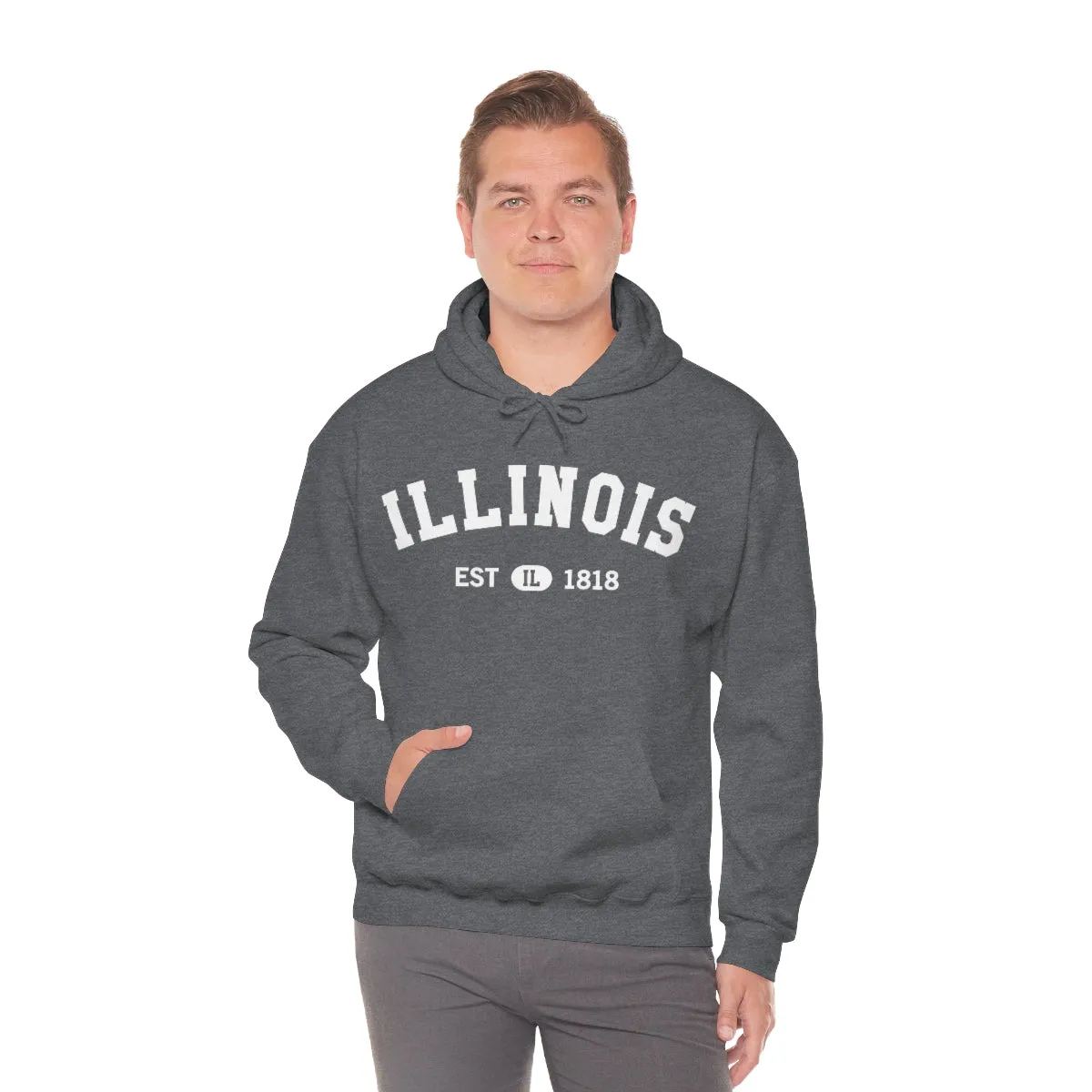 Illinois State Hoodie, I Love IL Retro Vintage Home Pride Souvenir USA Gifts Pullover Hoodie Men Women Hooded Sweatshirt