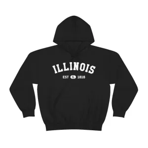Illinois State Hoodie, I Love IL Retro Vintage Home Pride Souvenir USA Gifts Pullover Hoodie Men Women Hooded Sweatshirt