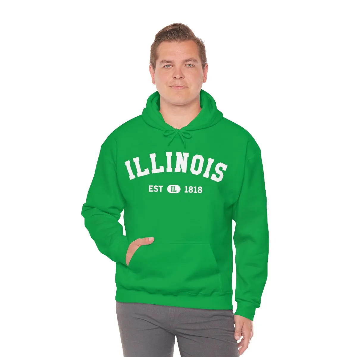 Illinois State Hoodie, I Love IL Retro Vintage Home Pride Souvenir USA Gifts Pullover Hoodie Men Women Hooded Sweatshirt
