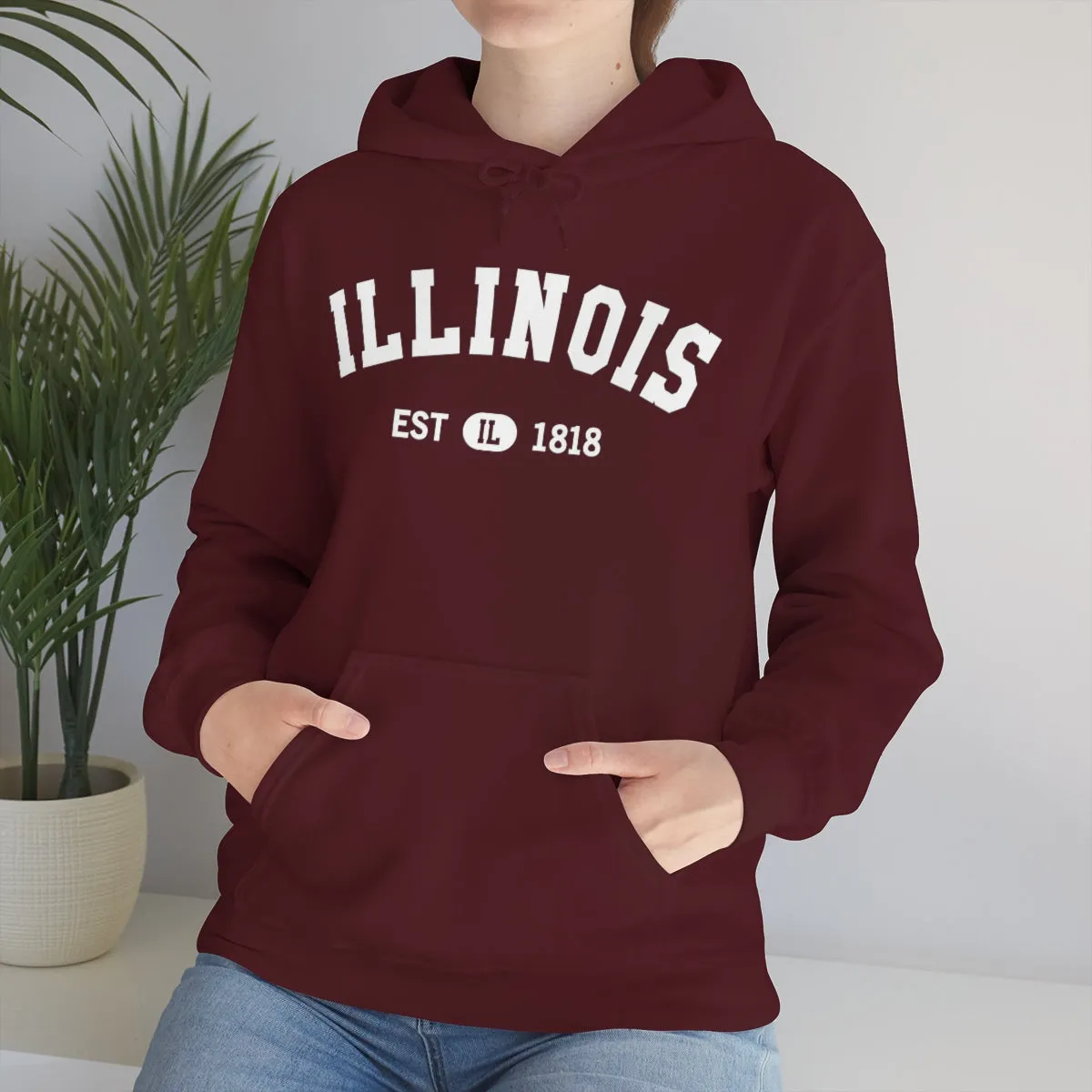 Illinois State Hoodie, I Love IL Retro Vintage Home Pride Souvenir USA Gifts Pullover Hoodie Men Women Hooded Sweatshirt