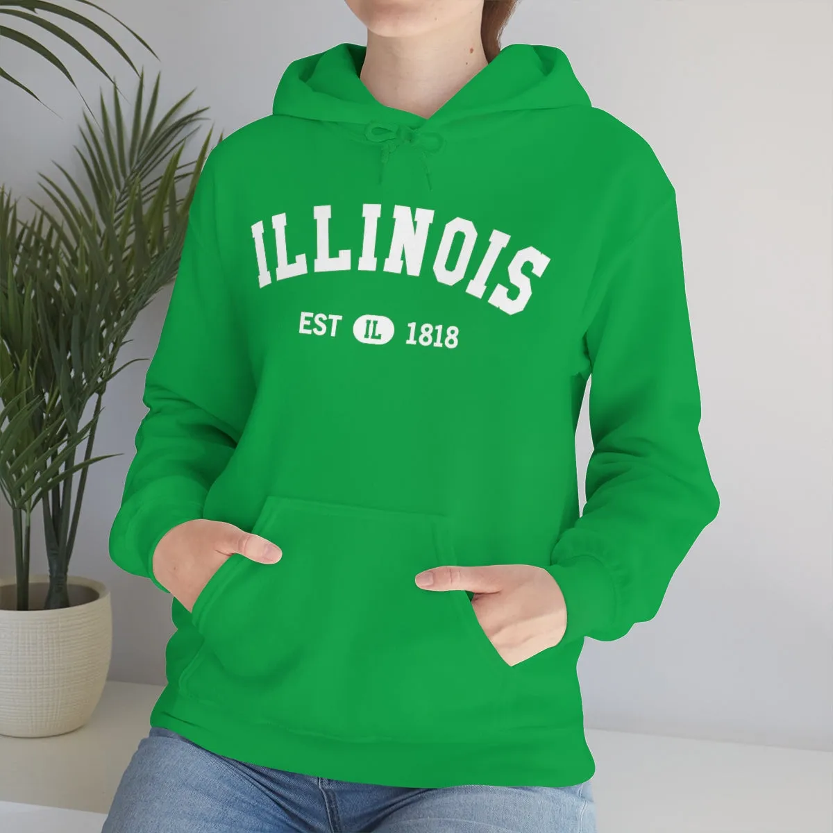 Illinois State Hoodie, I Love IL Retro Vintage Home Pride Souvenir USA Gifts Pullover Hoodie Men Women Hooded Sweatshirt