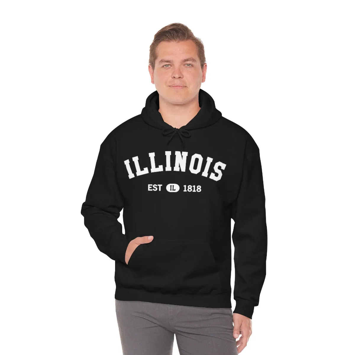 Illinois State Hoodie, I Love IL Retro Vintage Home Pride Souvenir USA Gifts Pullover Hoodie Men Women Hooded Sweatshirt