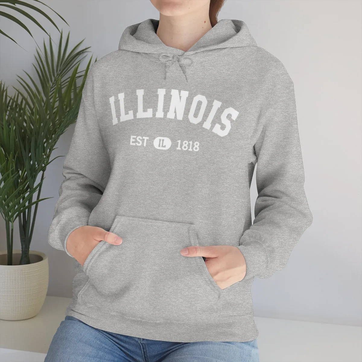 Illinois State Hoodie, I Love IL Retro Vintage Home Pride Souvenir USA Gifts Pullover Hoodie Men Women Hooded Sweatshirt