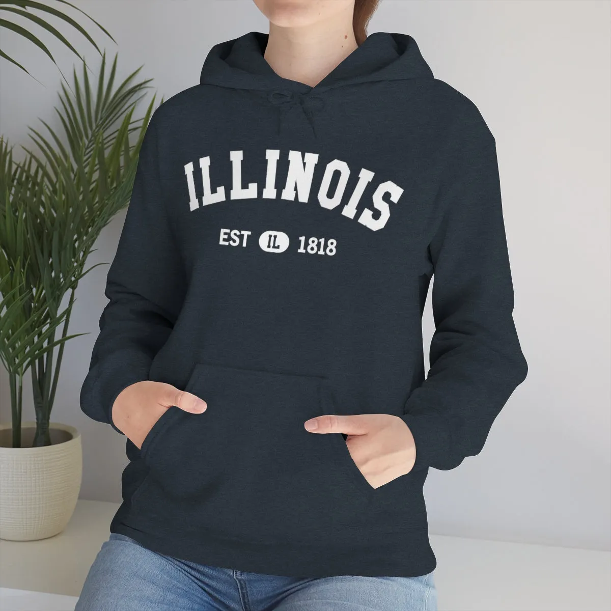 Illinois State Hoodie, I Love IL Retro Vintage Home Pride Souvenir USA Gifts Pullover Hoodie Men Women Hooded Sweatshirt