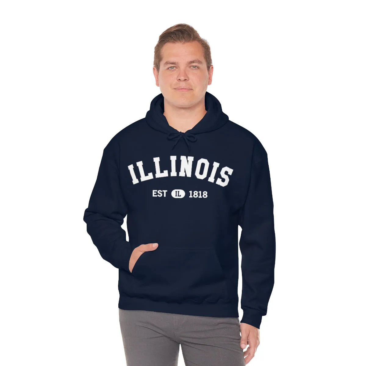 Illinois State Hoodie, I Love IL Retro Vintage Home Pride Souvenir USA Gifts Pullover Hoodie Men Women Hooded Sweatshirt