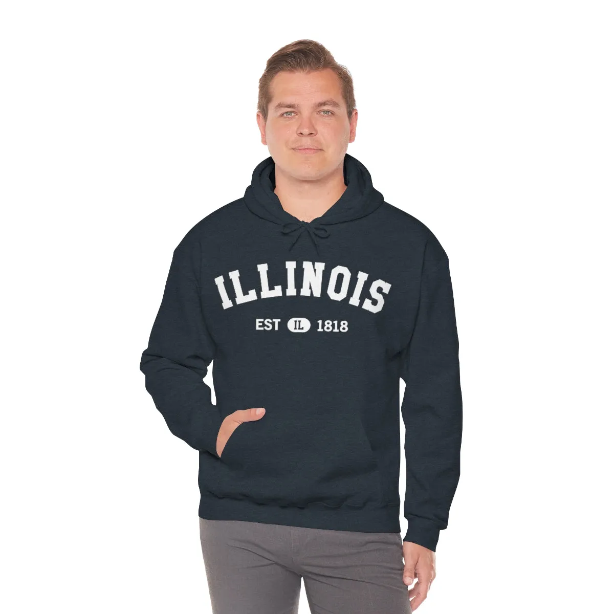 Illinois State Hoodie, I Love IL Retro Vintage Home Pride Souvenir USA Gifts Pullover Hoodie Men Women Hooded Sweatshirt