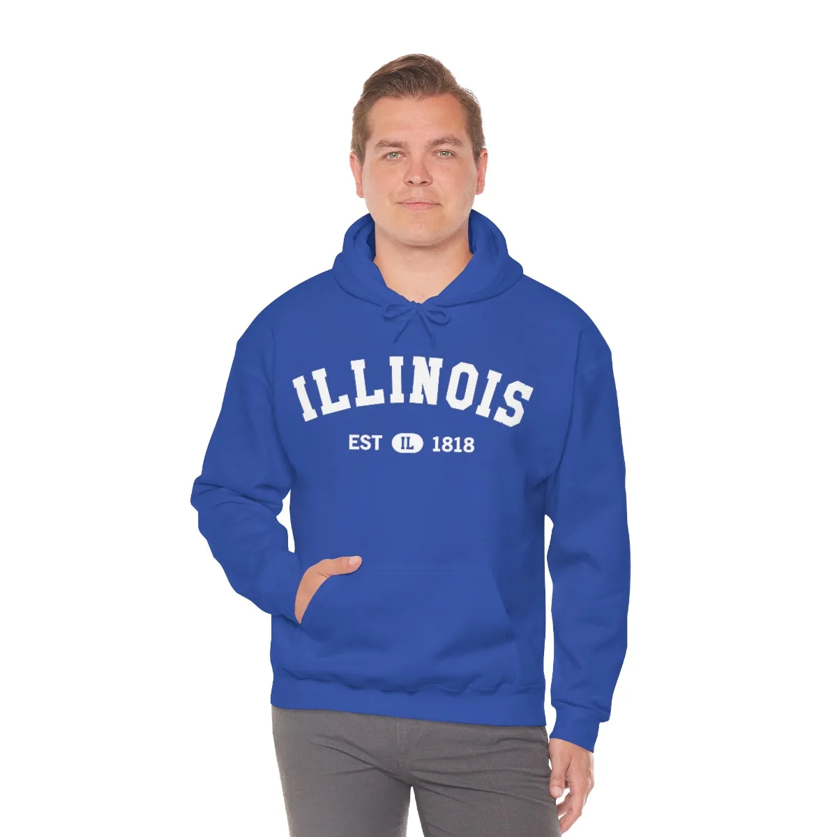Illinois State Hoodie, I Love IL Retro Vintage Home Pride Souvenir USA Gifts Pullover Hoodie Men Women Hooded Sweatshirt