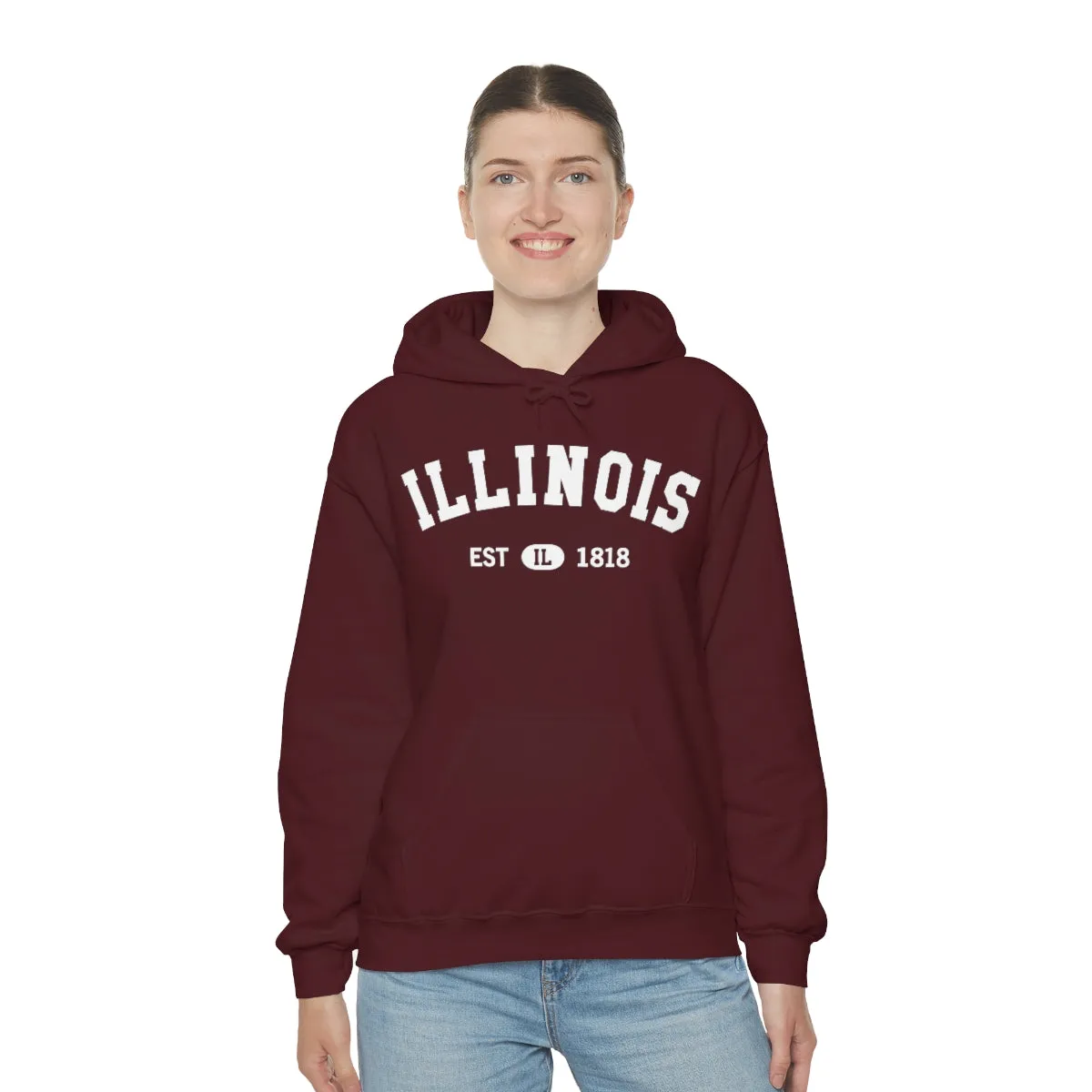 Illinois State Hoodie, I Love IL Retro Vintage Home Pride Souvenir USA Gifts Pullover Hoodie Men Women Hooded Sweatshirt