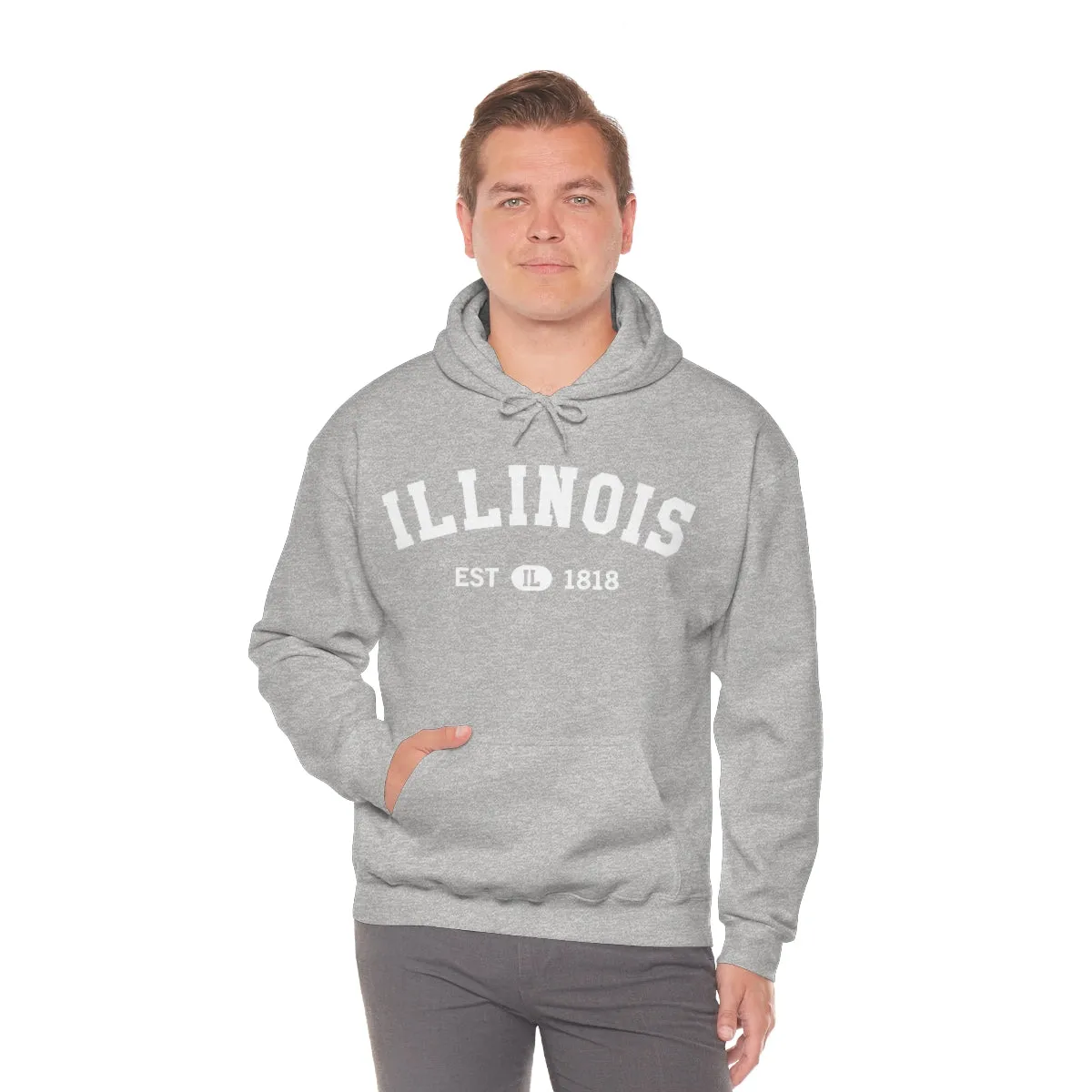 Illinois State Hoodie, I Love IL Retro Vintage Home Pride Souvenir USA Gifts Pullover Hoodie Men Women Hooded Sweatshirt