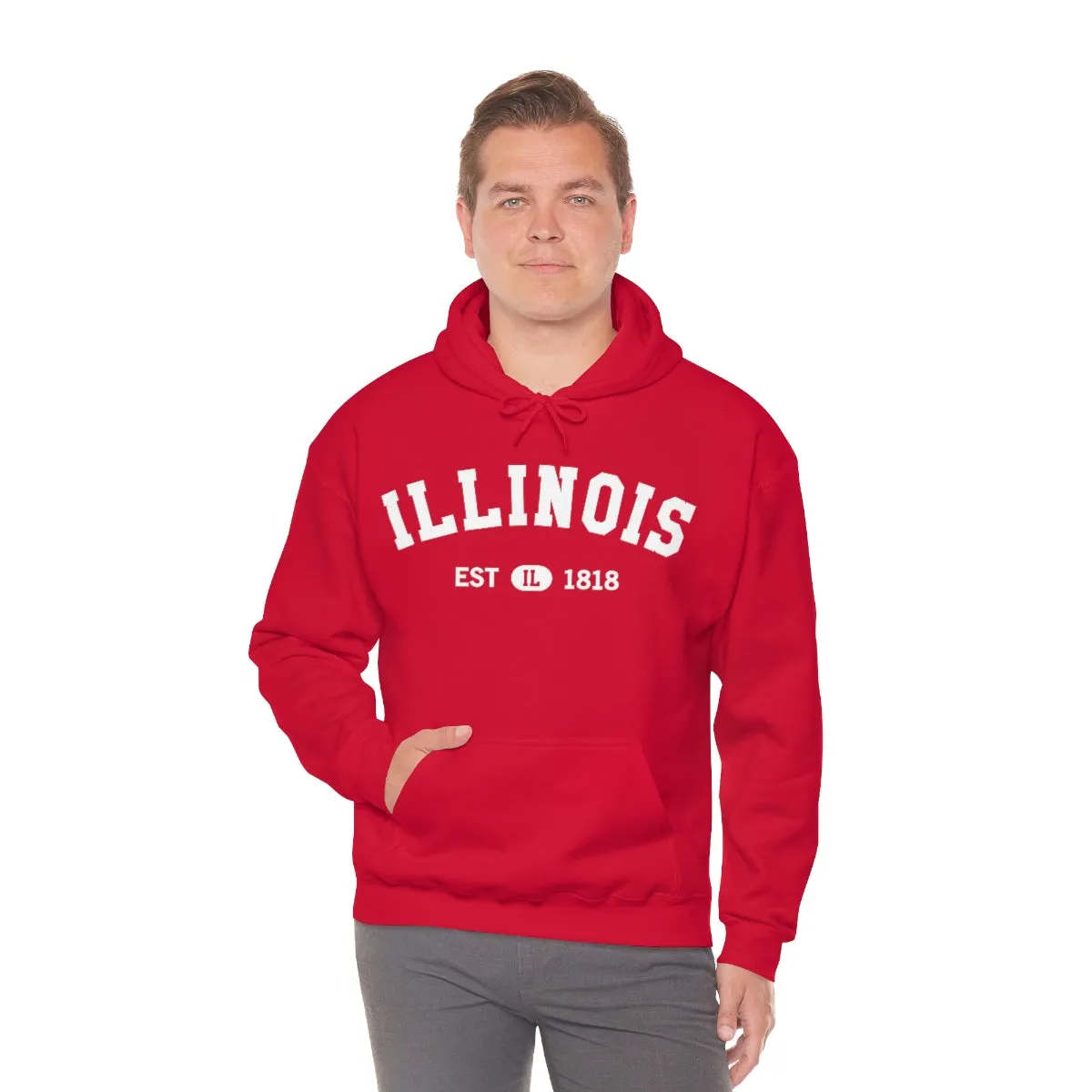 Illinois State Hoodie, I Love IL Retro Vintage Home Pride Souvenir USA Gifts Pullover Hoodie Men Women Hooded Sweatshirt