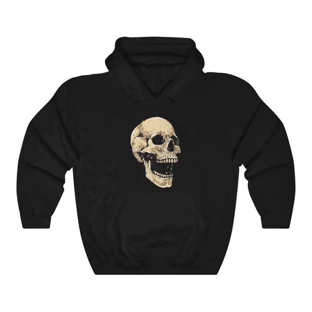 Laughing Skull Hoodie, Gothic Skeleton Grunge Pullover Men Women Adult Aesthetic Graphic Hooded Sweatshirt with Pockets