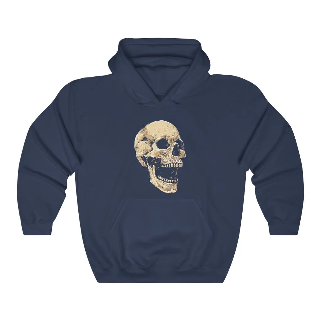 Laughing Skull Hoodie, Gothic Skeleton Grunge Pullover Men Women Adult Aesthetic Graphic Hooded Sweatshirt with Pockets