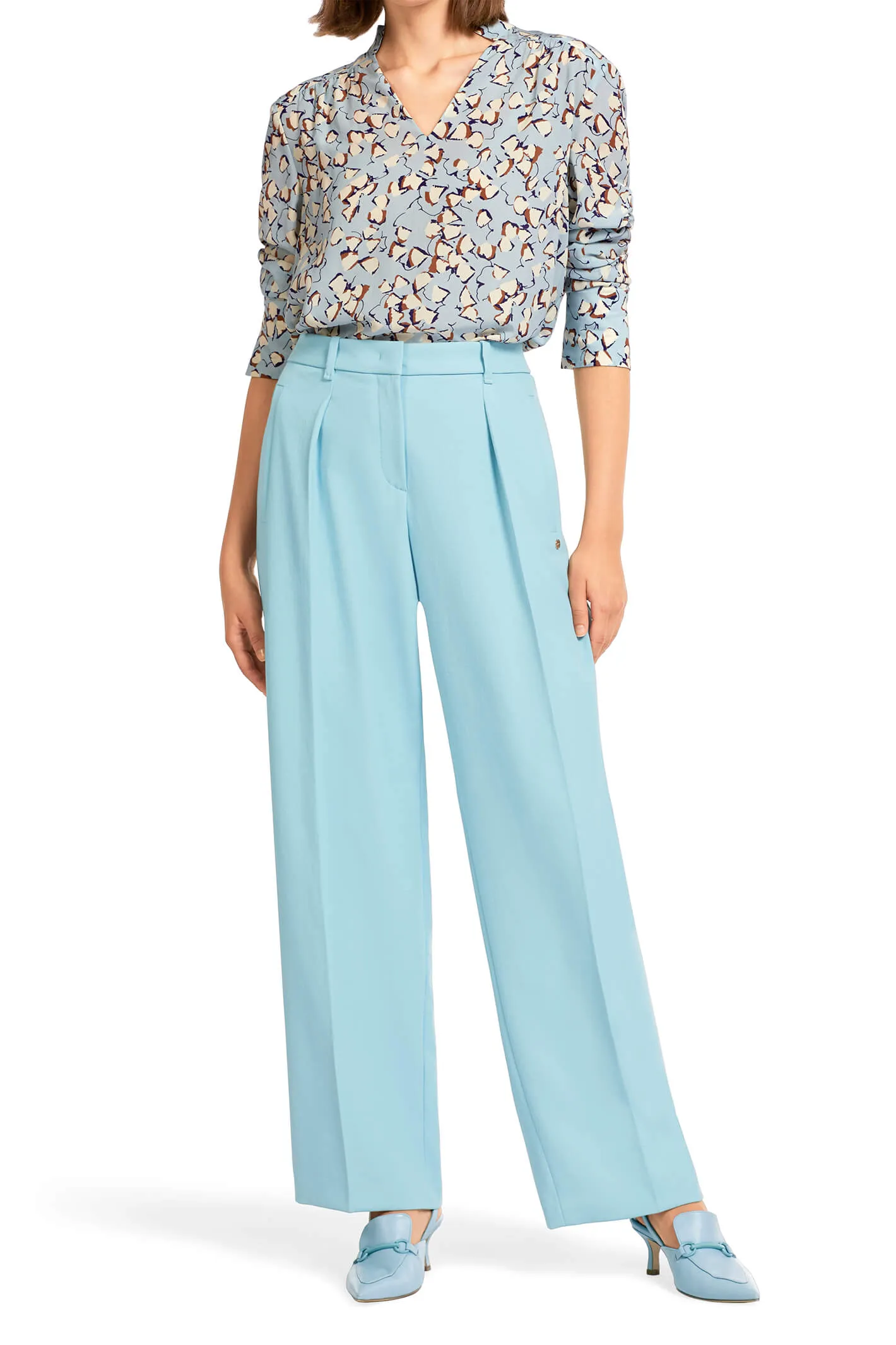 Marc Cain Collection UC 81.15 W03 Atmospheric Blue Wide Leg Trousers