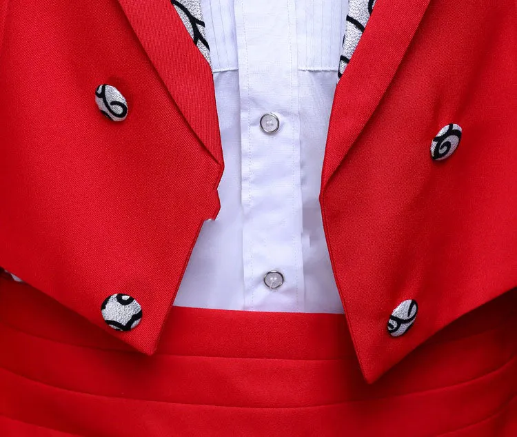 Mens Classic wedding Tuxedo Grooms Print wedding suit with tail coat