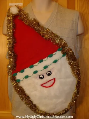 Mens Wacky 3D Furry Santa Ugly Christmas Sweater Vest