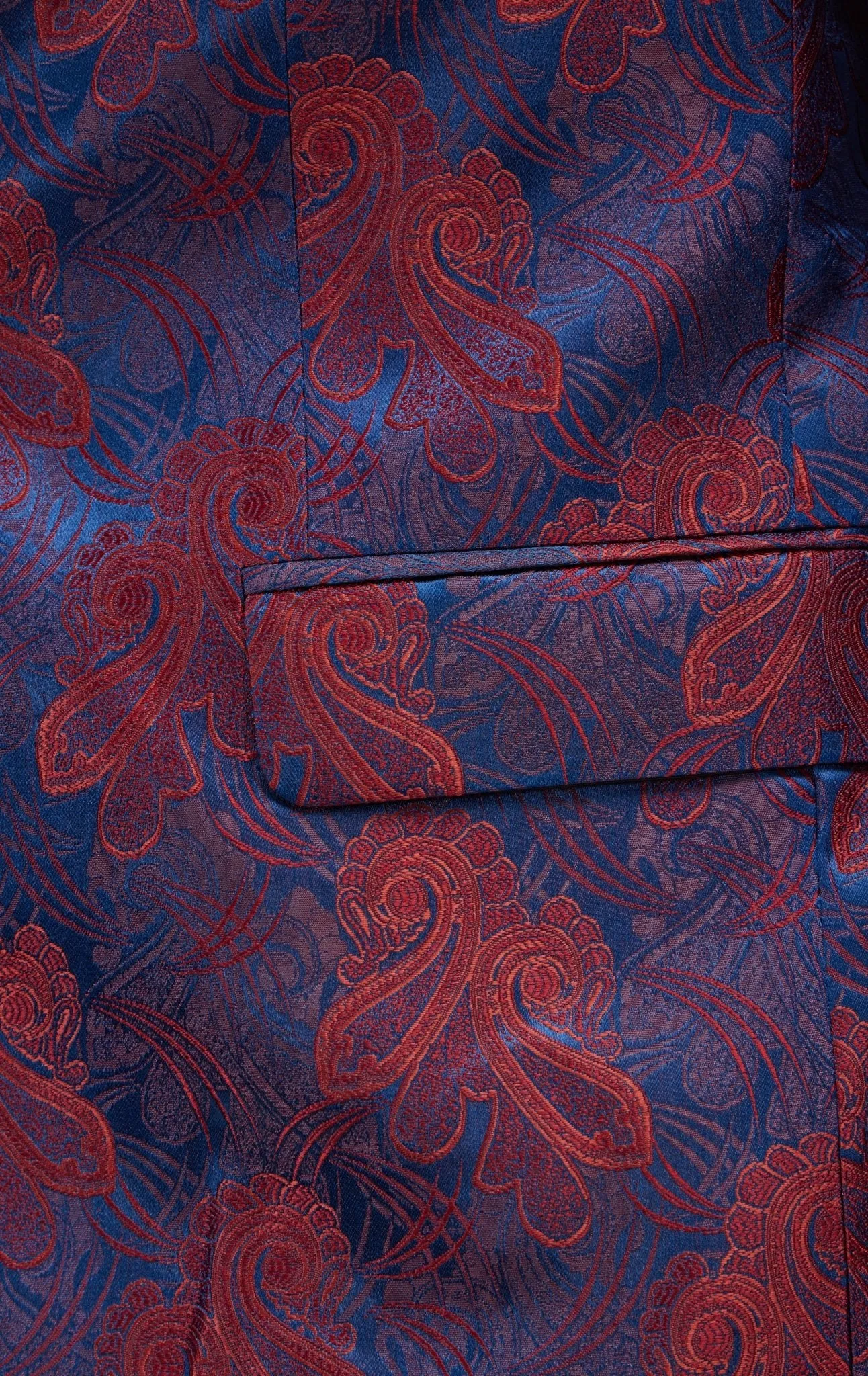 Peak Lapel Paisley Jacquard Tuxedo Jacket -  Red
