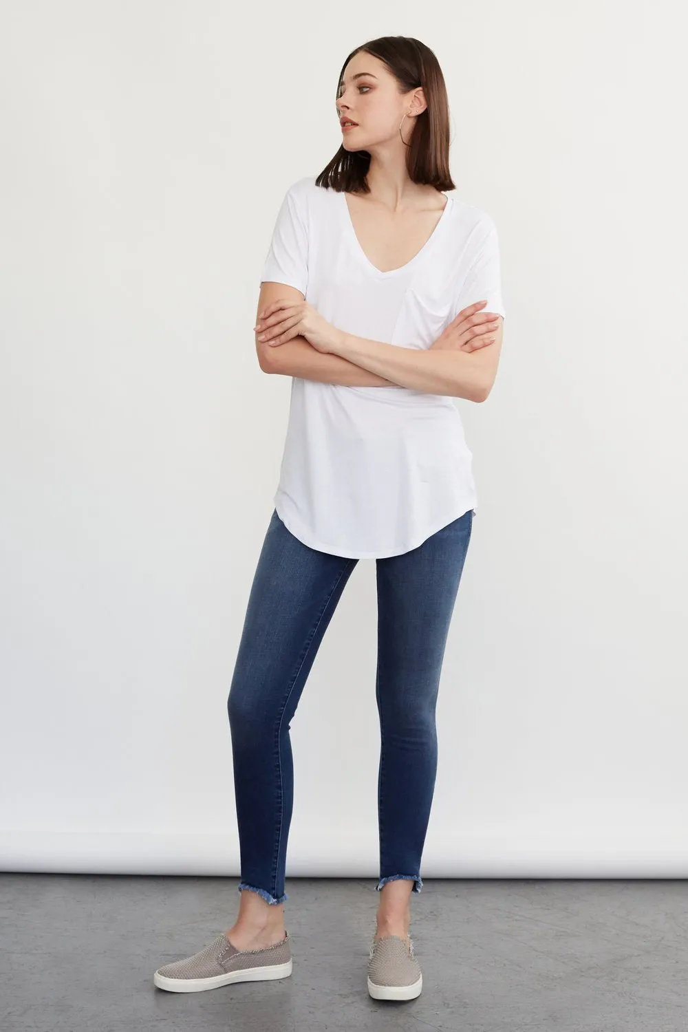 Phoenix White Vneck Tee