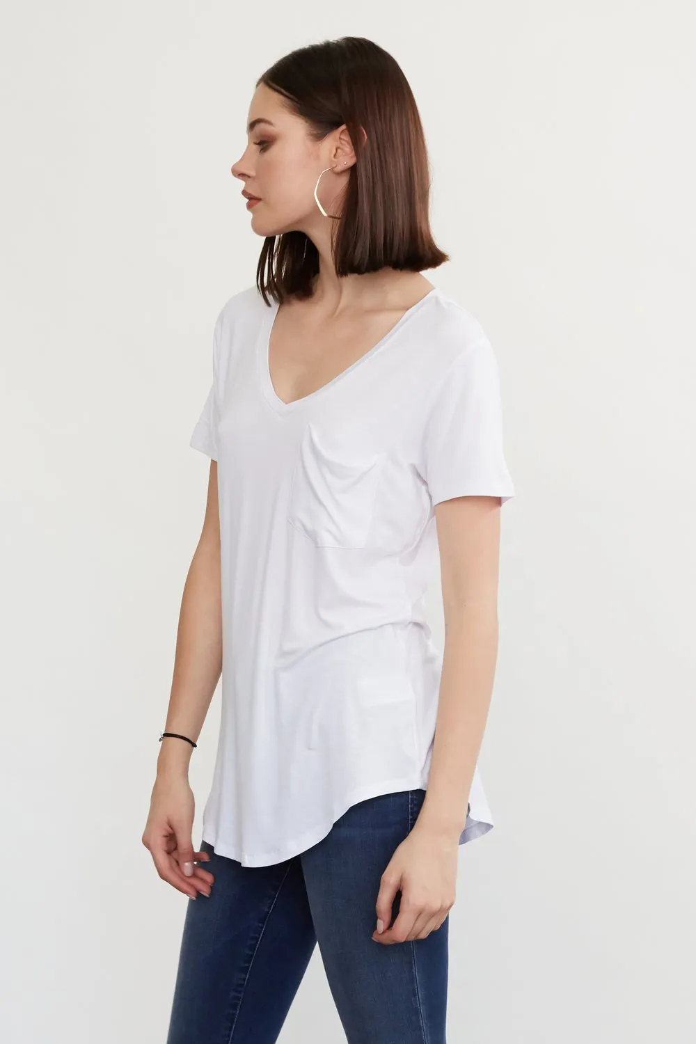Phoenix White Vneck Tee
