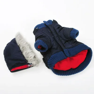 Pocket Parka Dog Coat - Navy Blue