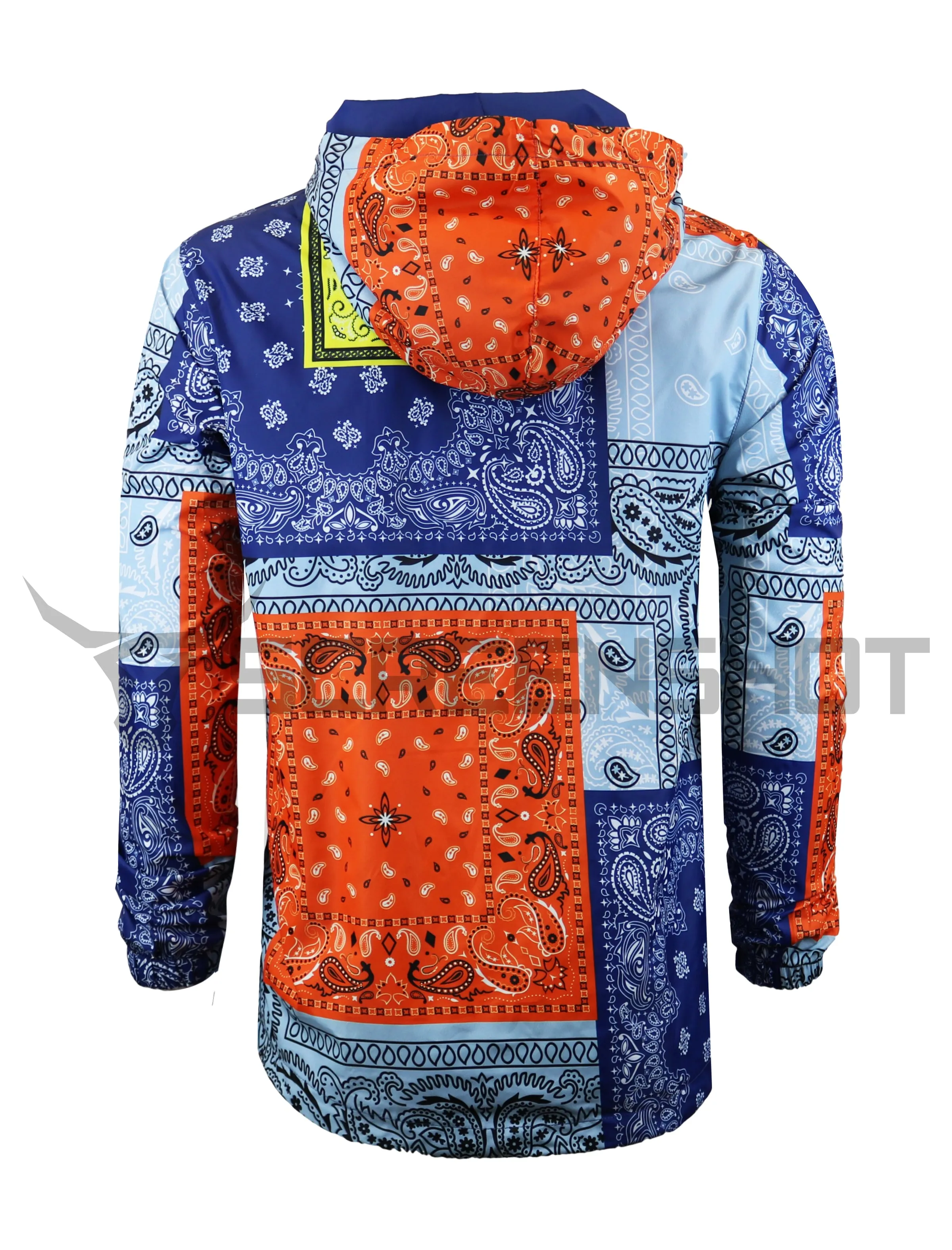 S51011-BANDANA PATCHWORK WINDBREAKER JACKET (NAVY)