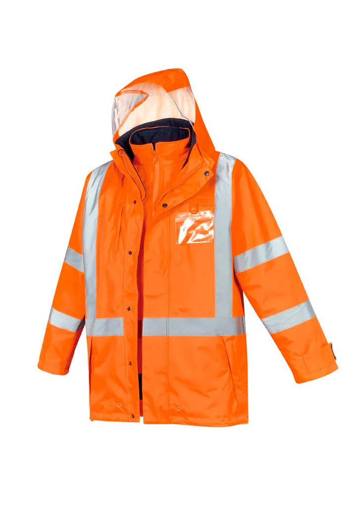 SYZMIK Mens Hi Vis X Back Taped 4 in 1 Waterproof Jacket - ZJ616
