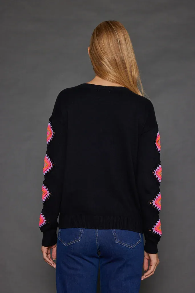 THE HOOK UP CROCHET PATCH SWEATER