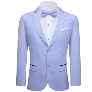 Ties2you Mens Suit Arctic Blue Solid Button Down Notched Collar Dress Suit Top