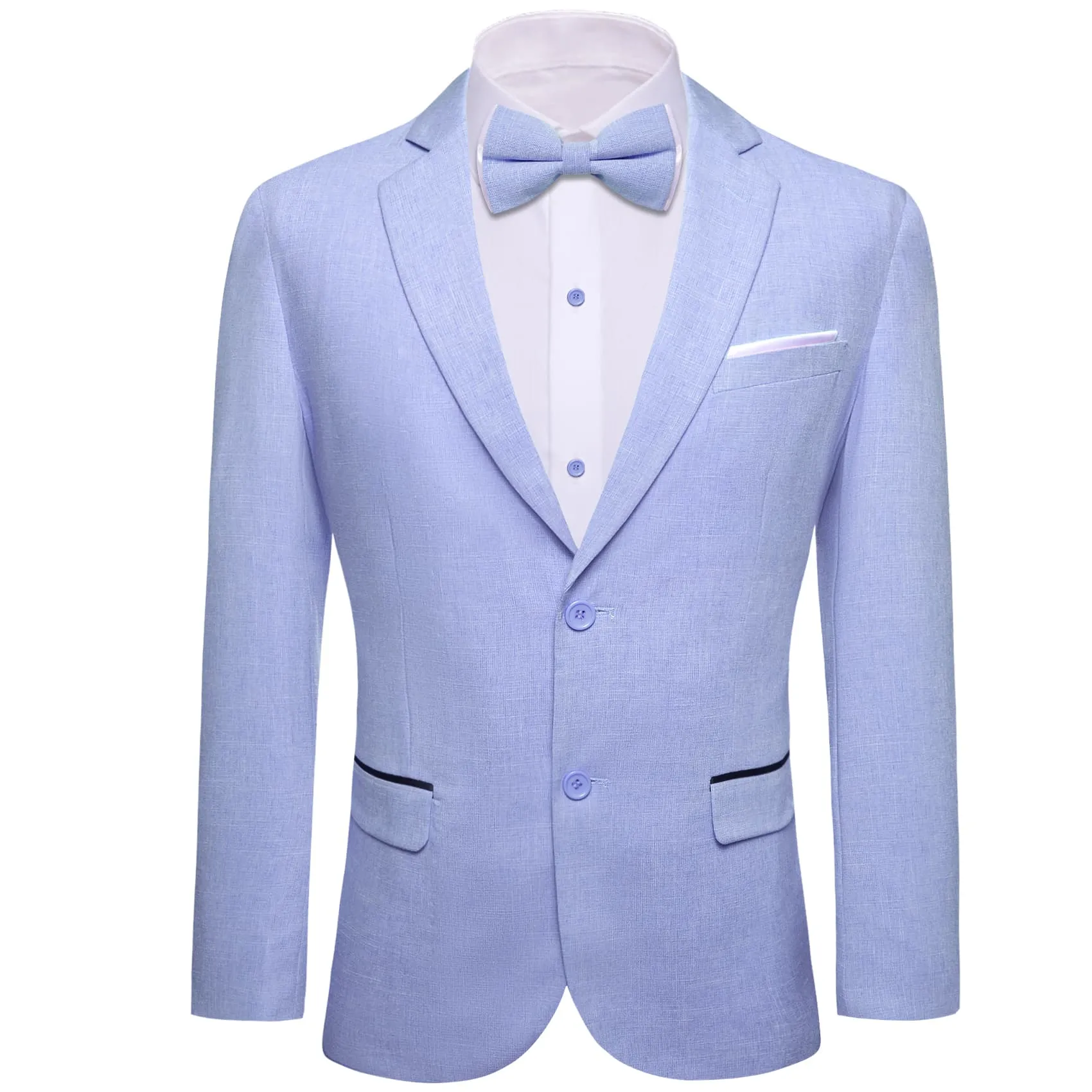 Ties2you Mens Suit Arctic Blue Solid Button Down Notched Collar Dress Suit Top