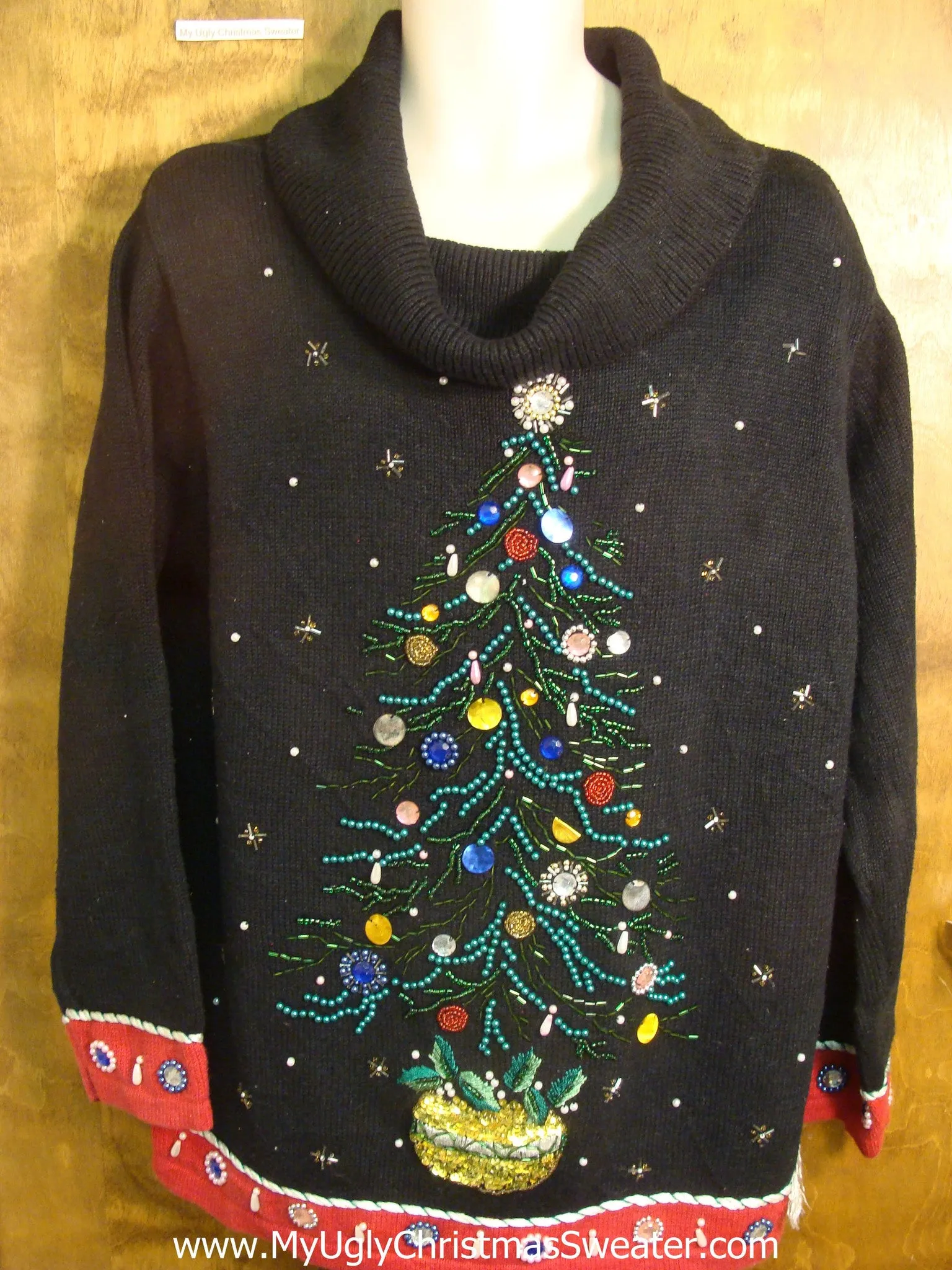 Tree with Bling Decorations Ugly Christmas Sweater