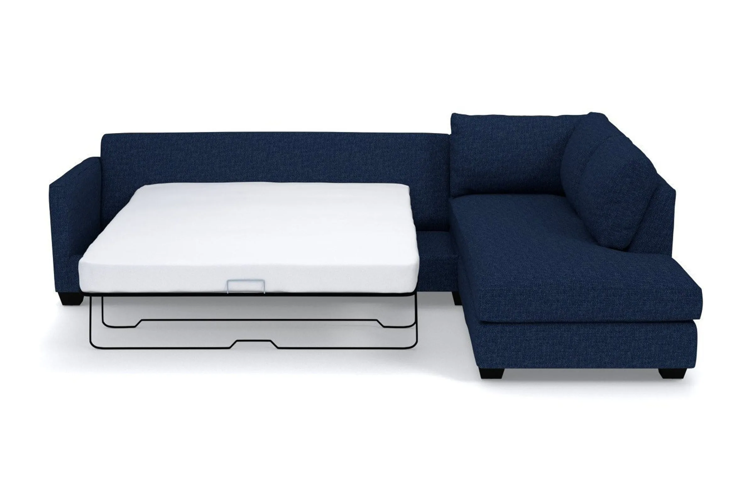 Tuxedo 2pc Sleeper Sectional :: Leg Finish: Espresso / Configuration: RAF - Chaise on the Right / Sleeper Option: Memory Foam Mattress
