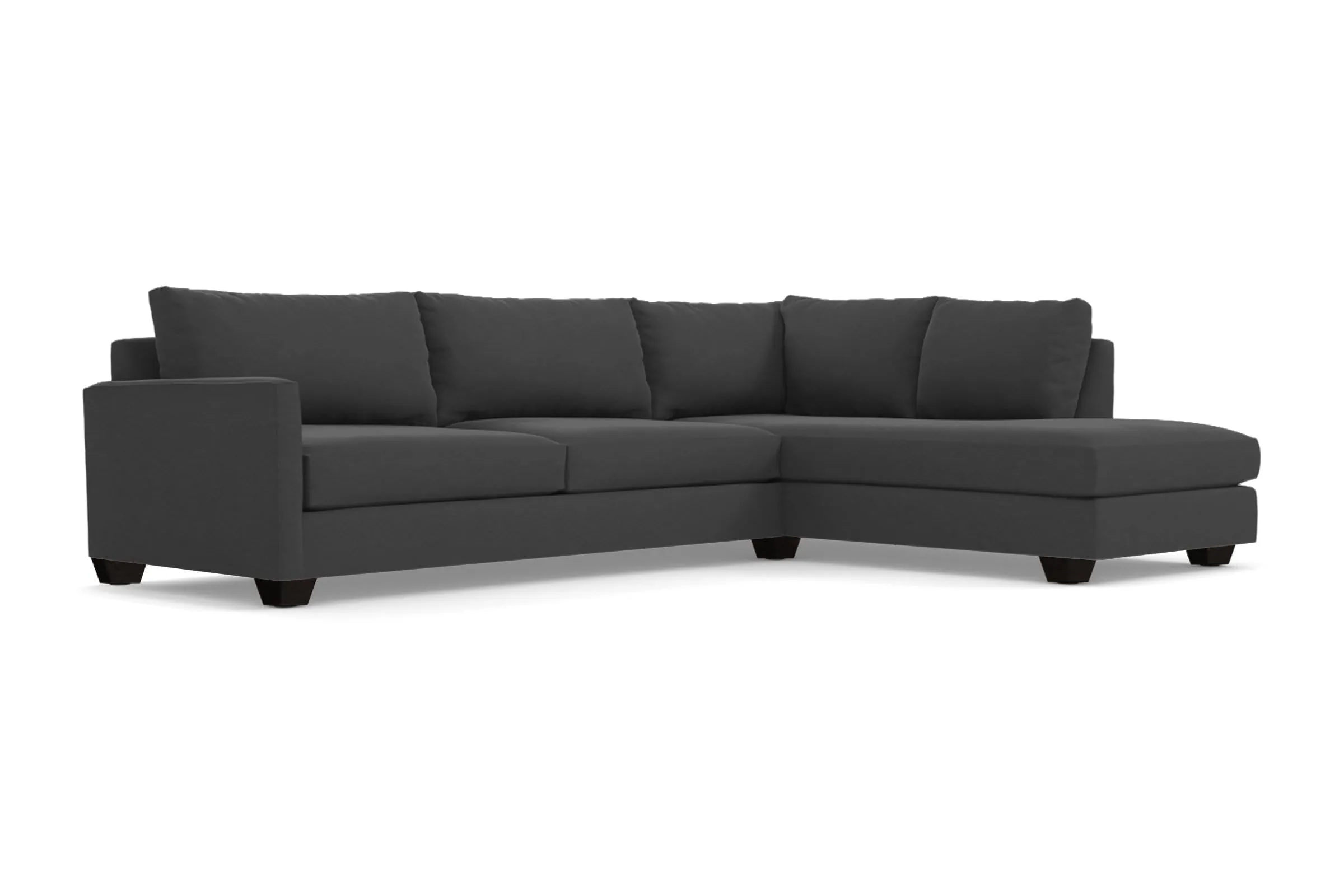 Tuxedo 2pc Sleeper Sectional :: Leg Finish: Espresso / Configuration: RAF - Chaise on the Right / Sleeper Option: Memory Foam Mattress