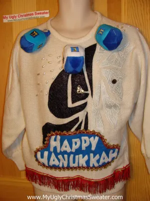 Ugly Christmas Sweater Party Hanukkah Sweater Vintage 80s (j161)