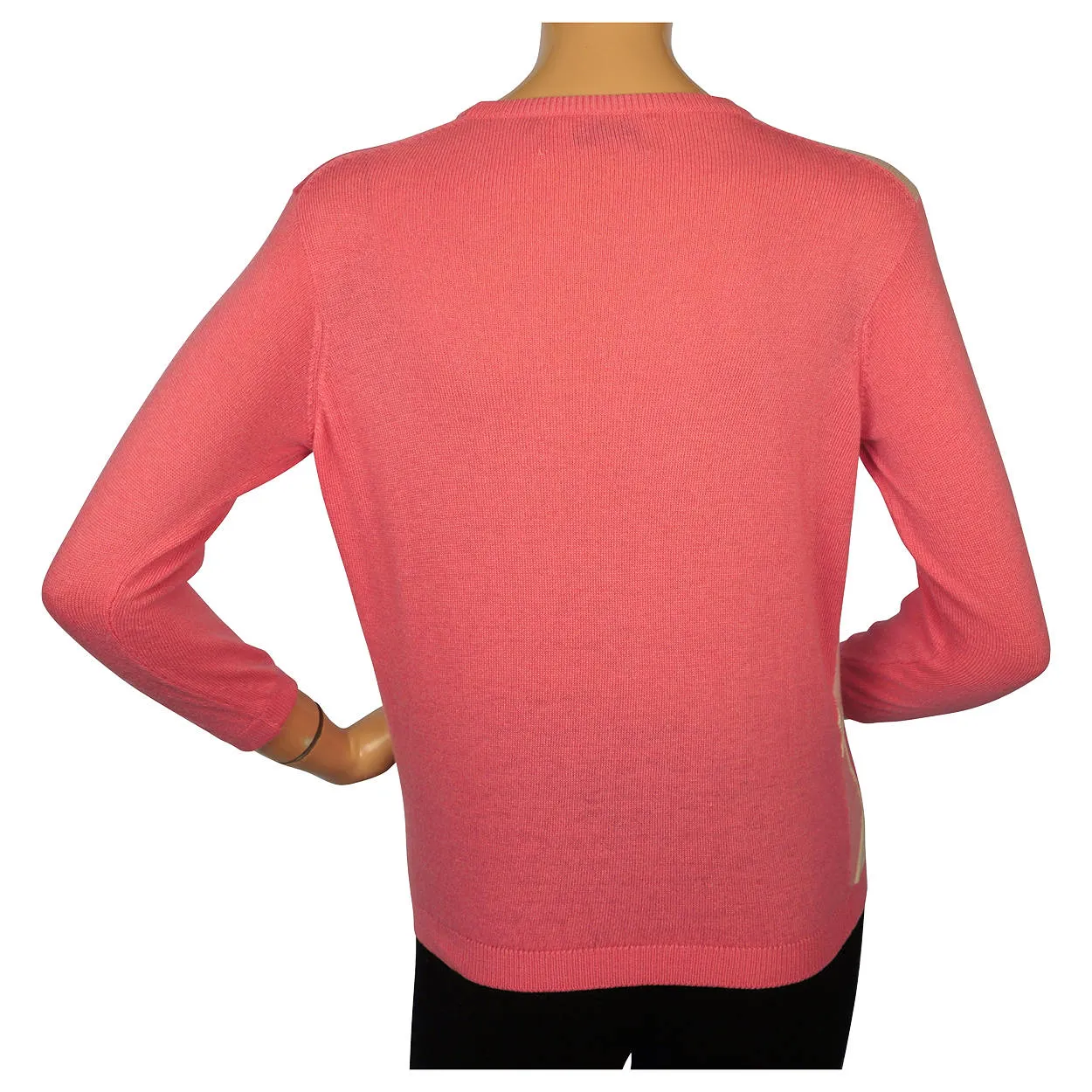 Vintage 1960s Ballantyne Pink Argyle Scottish Cashmere Sweater Pullover Ladies M