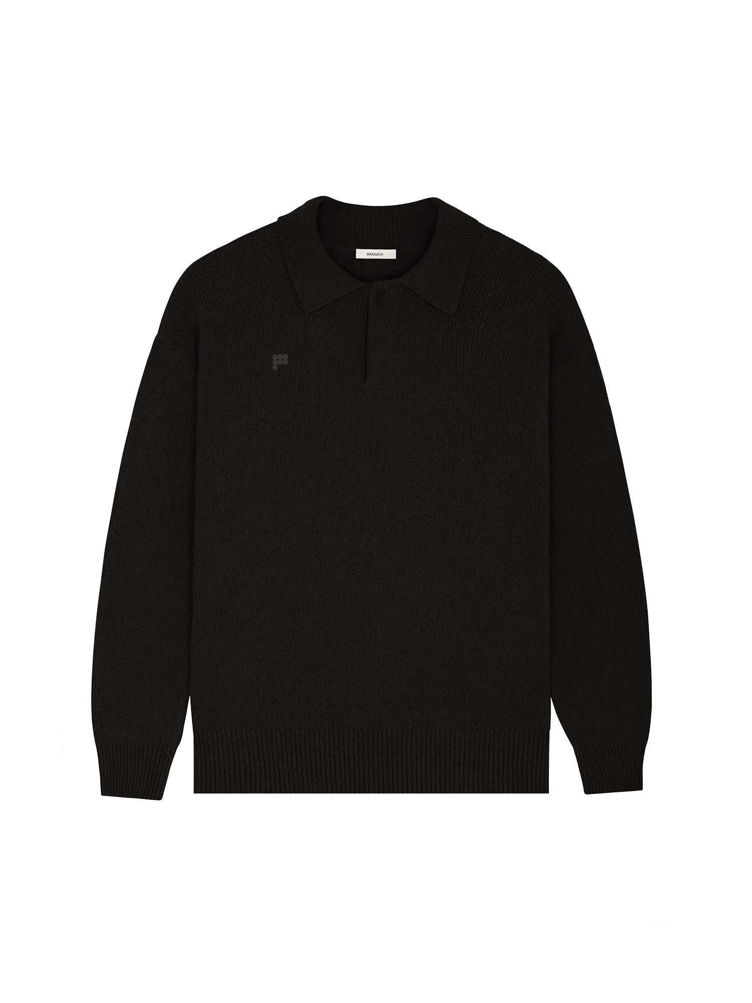 Womens DNA Recycled Cashmere Polo Sweater—black